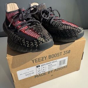 Adidas Yeezy Boost 350 V2 Yecheil Youth/Mens Shoes - Black and Red Size 5